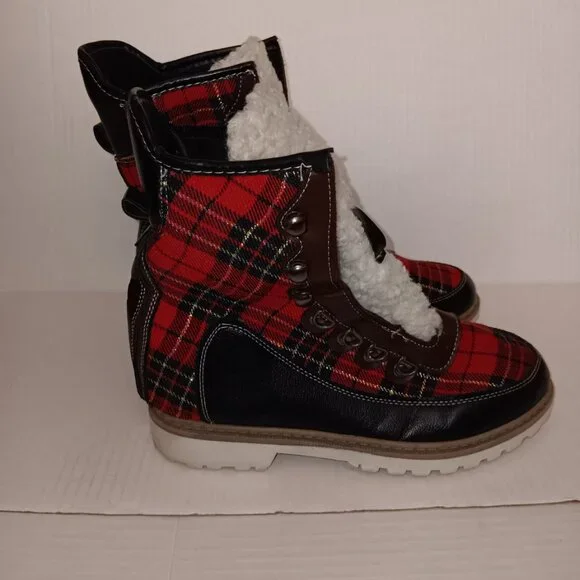 HOTKISS PLAID PRINT FAUX FUR BOOTS - Picture 10 of 13